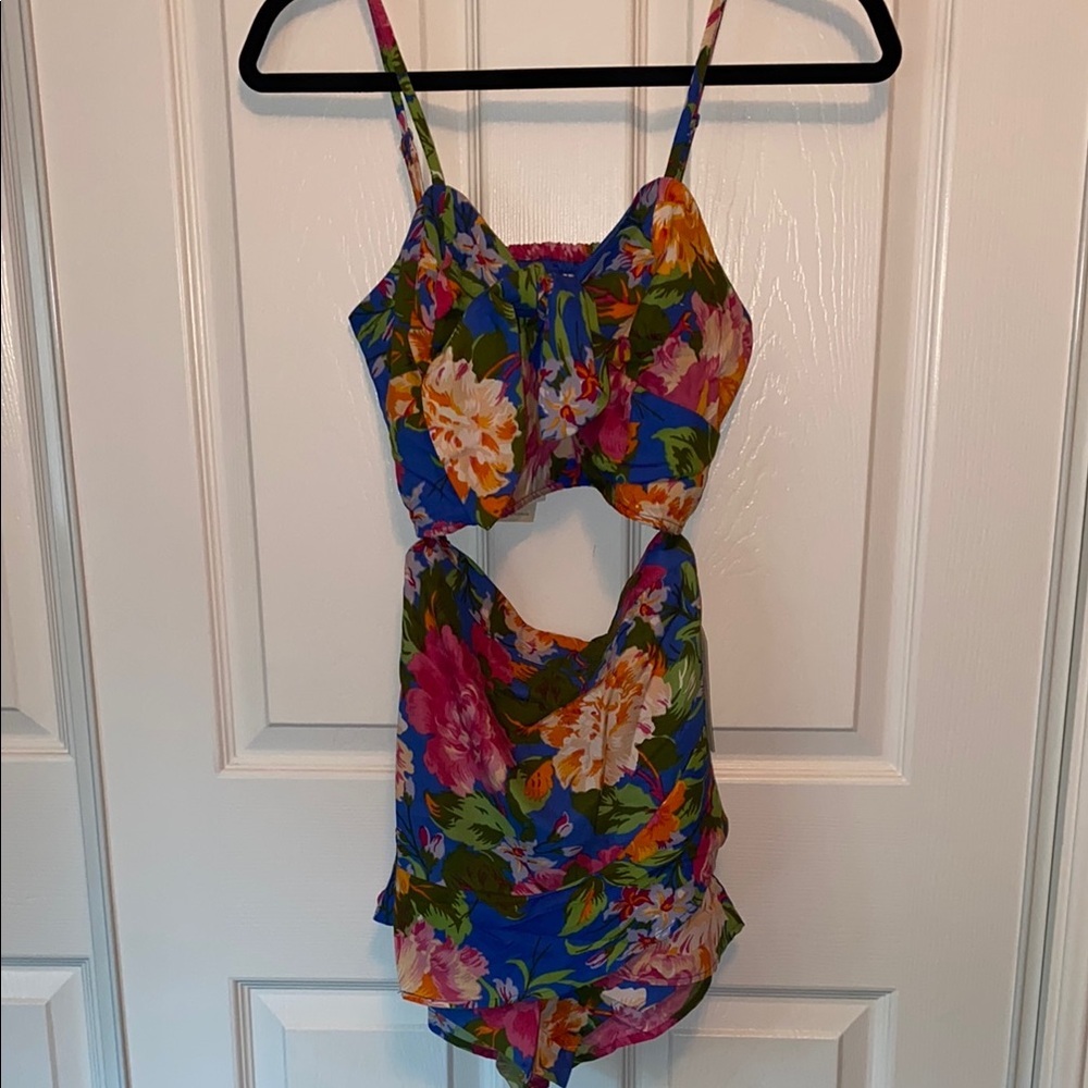 Lottie & Holly Floral Print Romper Cut Out Detail